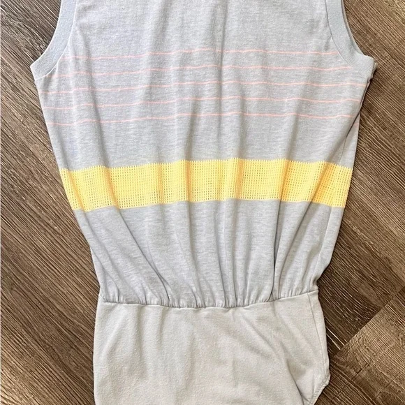 80’s Vintage Gray and Yellow Bodysuit One Piece - Picture 2 of 8
